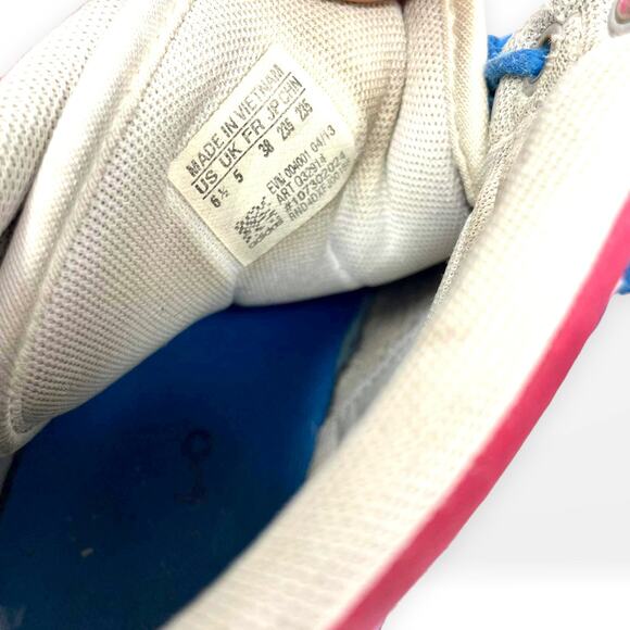 00s ADIDAS Vintage White Blue Court With Attitude High Top Sneaker Mens 6.5 - Picture 5 of 9